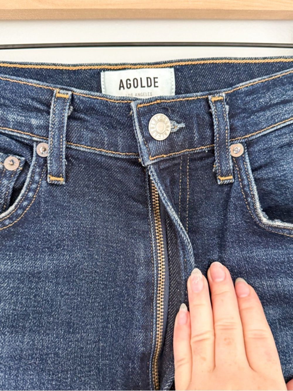 AGOLDE Pinch Waist High Rise Skinny Jeans Size 25 Dark Wash - Picture 4 of 9